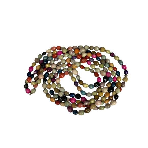 Multicolor Seed Necklace Strand String 76 Inch Overhead - Picture 7 of 7